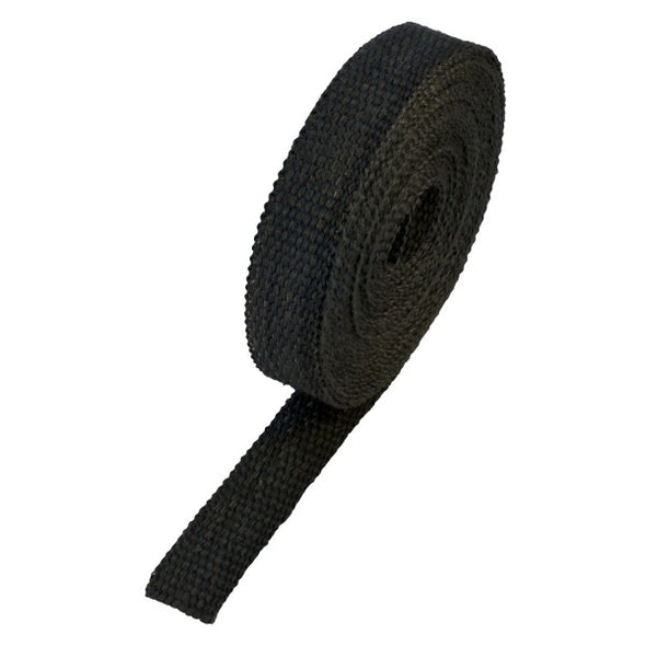 Black Coloured Exhaust Wrap 25mm(1") Wide x 7.5mt(25ft) Roll 650⁰C Continuous