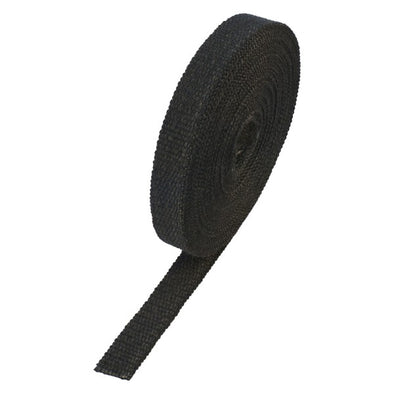 Black Coloured Exhaust Wrap 25mm(1") Wide x 15mt(50ft) Roll 650⁰C Continuous